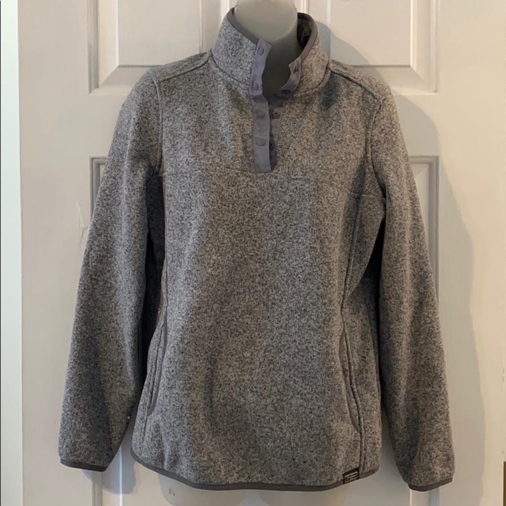 Women’s LL Bean Gray Sweater Fleece Pullover Small